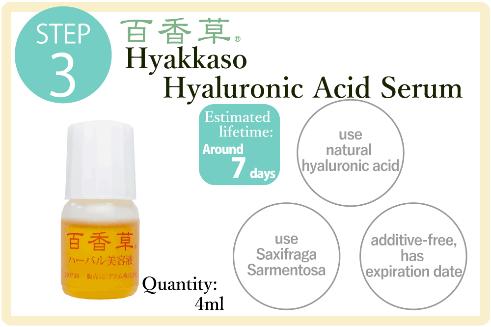 Hyakkaso Hyaluronic Acid Serum,Quantity: 4ml,Estimated lifetime: Around 7 days